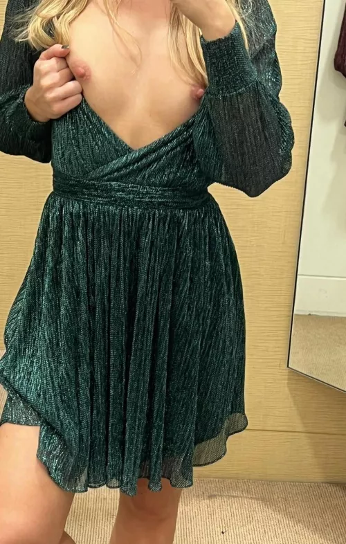 Love my new green dreess and love even more my sensitive boobies by scientist_hotwife