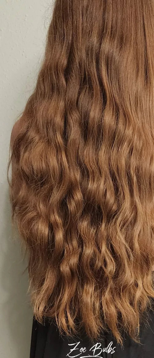 My hair after I removed my braid. Since the photo is long, you'll need to click into the photo to see the full length. by Zoe_Bulbs