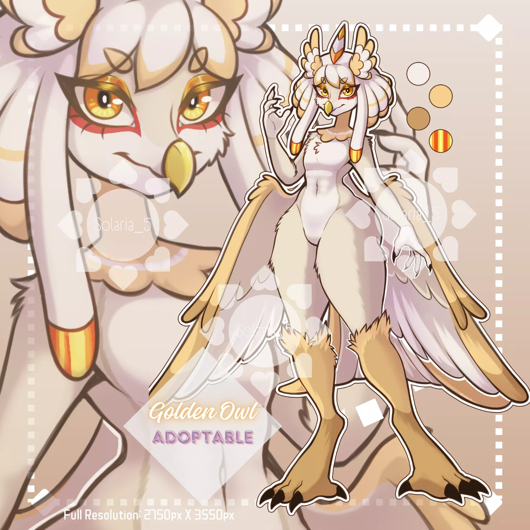 Adoptable golden owl (Info in comments) art by me posted by Solaria_5
