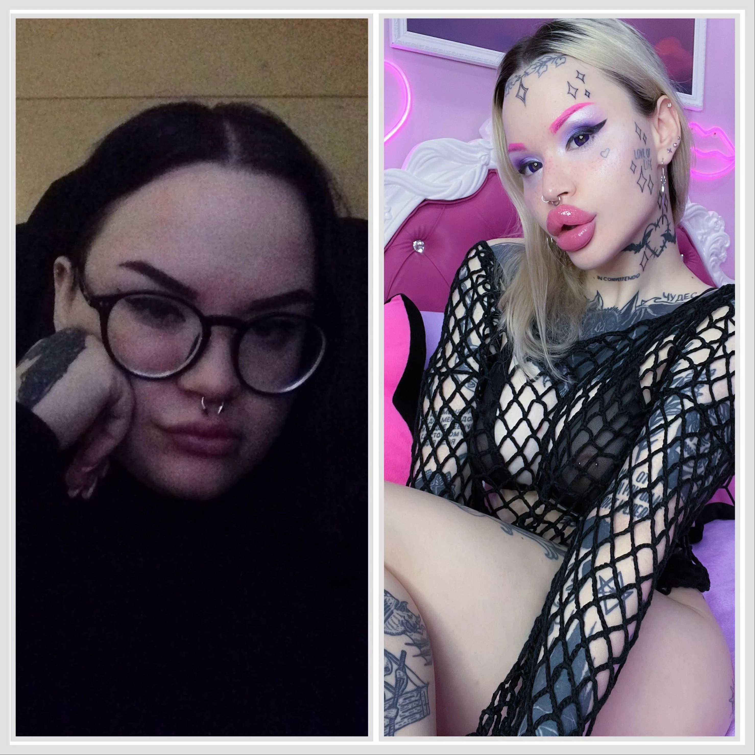 Bimbofication its a simple way to happiness. But sadly expensive :D If not this circumstance, id go really extreme already… Btw on the left pic i already have few cc of lip fillers :D posted by nasty_bimbo