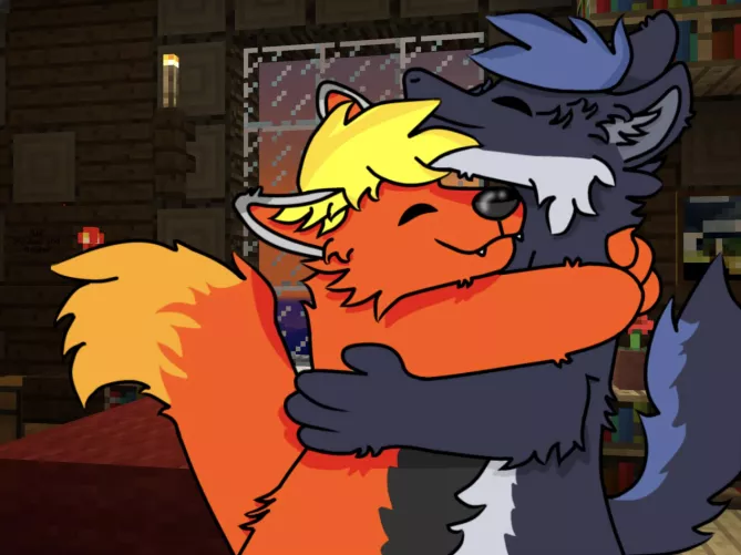 Furry cuddles :3 [art by me] by SkyeRedPanda