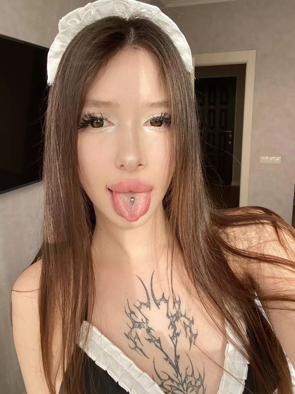Where would you like to cum, on this tongue or on the tattoo on the chest? posted by ImportantPlay8234