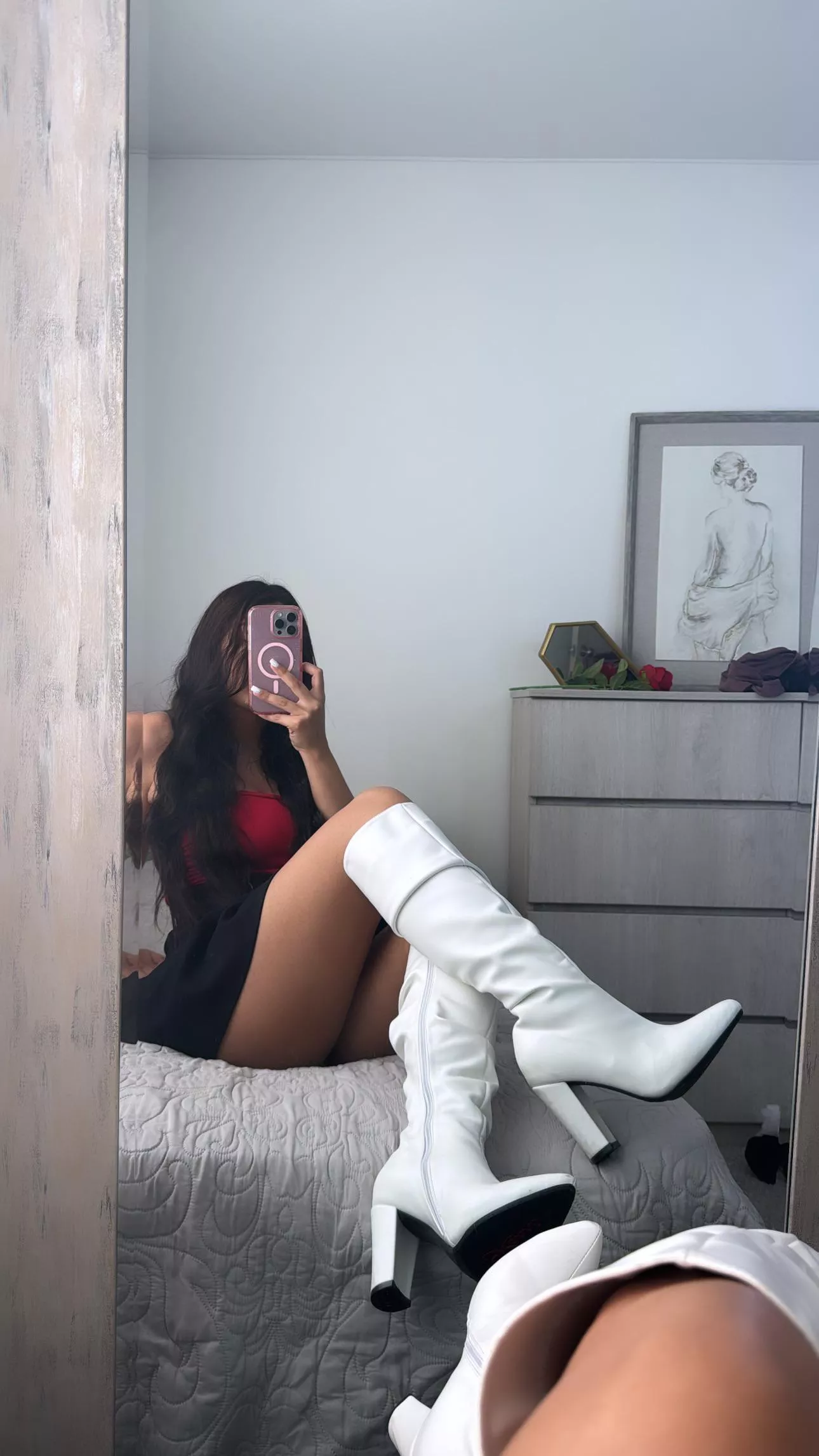 Do you like my boots ?👢❤️🤍 posted by LeaderApprehensive43