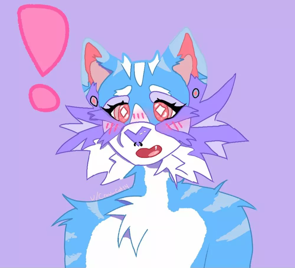 Drew my kitty guy blushing :3 (art by me!) posted by Crow_Cat14