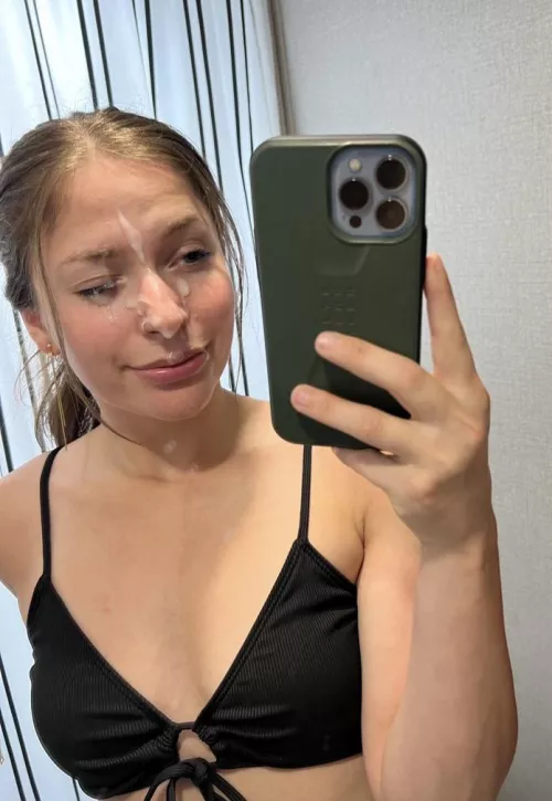 Mirror selfies are more fun with a face full of cum by jessnjamez