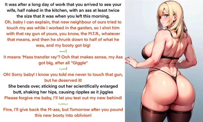 Perverts get what they deserve! (size transfer)(size theft)(Wife)(imminent sex)(ray gun)(big booty) by Informal_Ad9951