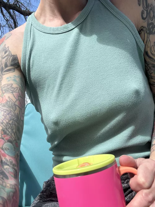 Enjoying my coffee, watching the traffic go by. 40f.  by that_Libra