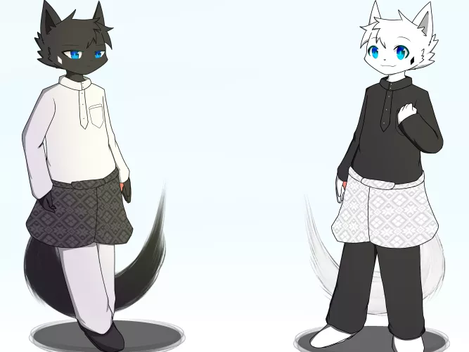 My fursonas in my country's traditional clothing by Kurosh1ro