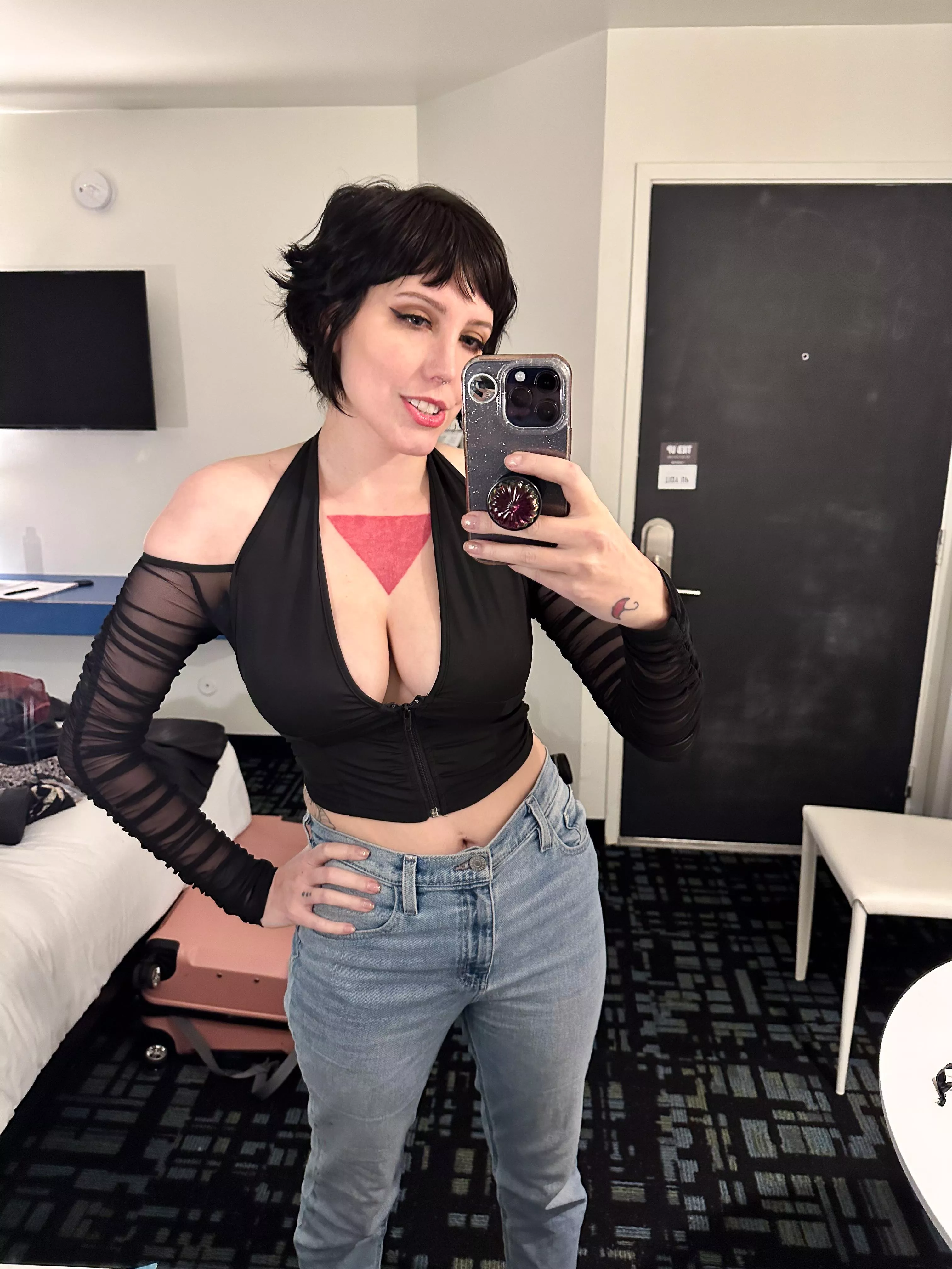 My long-sleeve crop top still doesn't leave a whole lot to the imagination posted by janejupiter