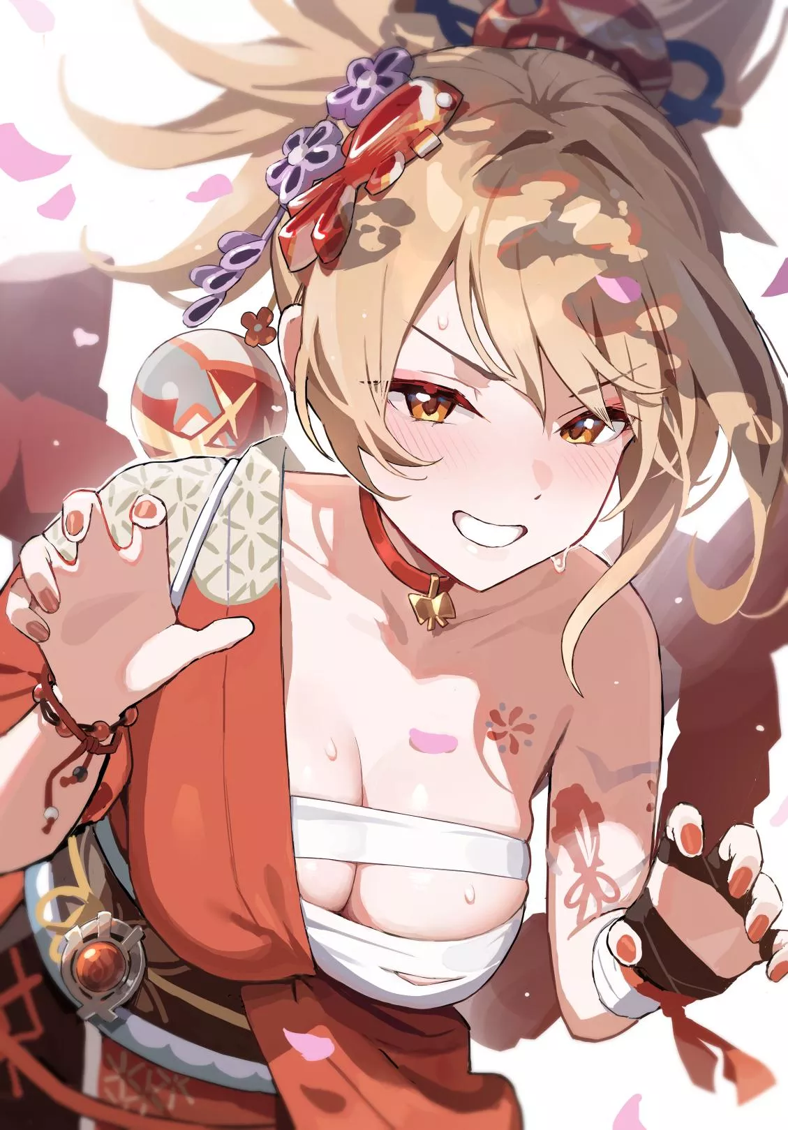 Yoimiya doing the Mr beast pose posted by marxsander2016