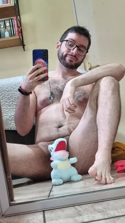 A lot of people seemed interested in my Totodile plushie, here's a closer look!  by LupinTheDog