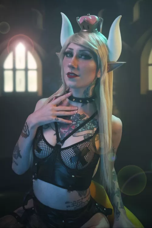 Bowsette chilling in her underwear in the comfort of the Koopa Castle by Death_Pixie_