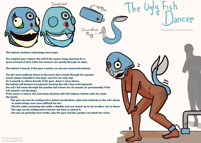 The Ugly Fish Dancer - A humiliation punish helmet by SubmissiveDinosaur