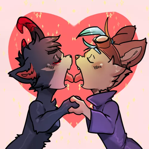 THEY ARE KISSIN?! (Art by me) by PeachCorgi