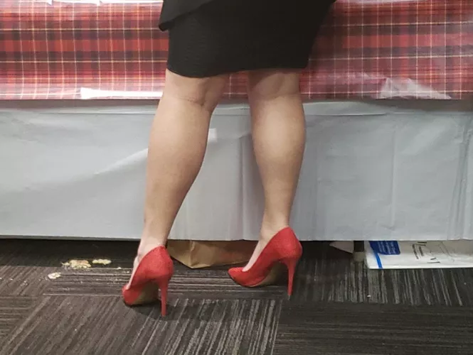 Work brunch in red heels by heels_on_fire