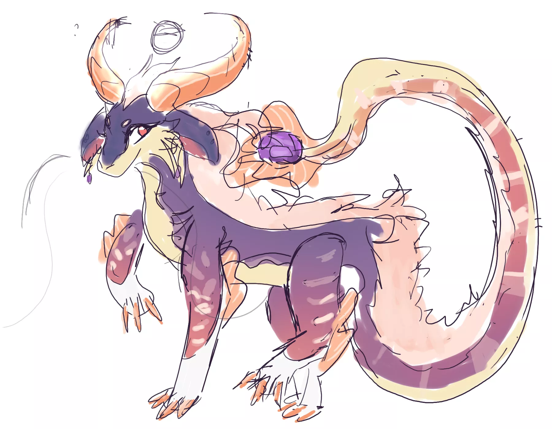 any opinions? trying to design an eastern dragon oc posted by Snowwingedwolf