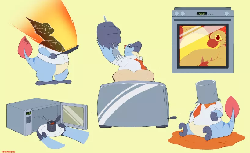 Cooking is hard... :( (art by me, @chickensnpies1 on twitter) by chimigni