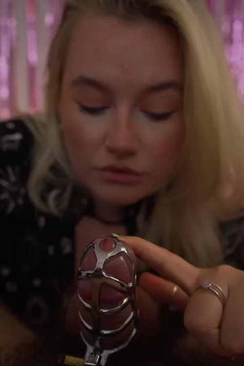 Look at him trying to get hard desperately but bulging painfully against the cage  by ediejames20