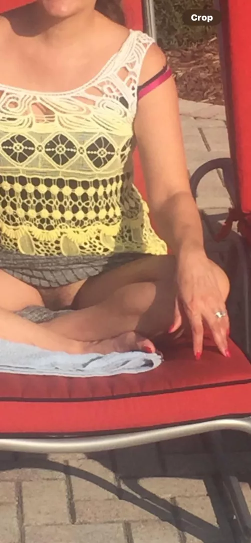 Sitting by the public pool  by pantsontheground1972