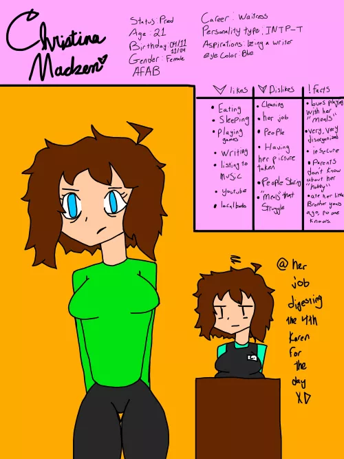 {image} since y’all liked my oc yesterday, i decided to make a ref sheet for her! by The__Poster