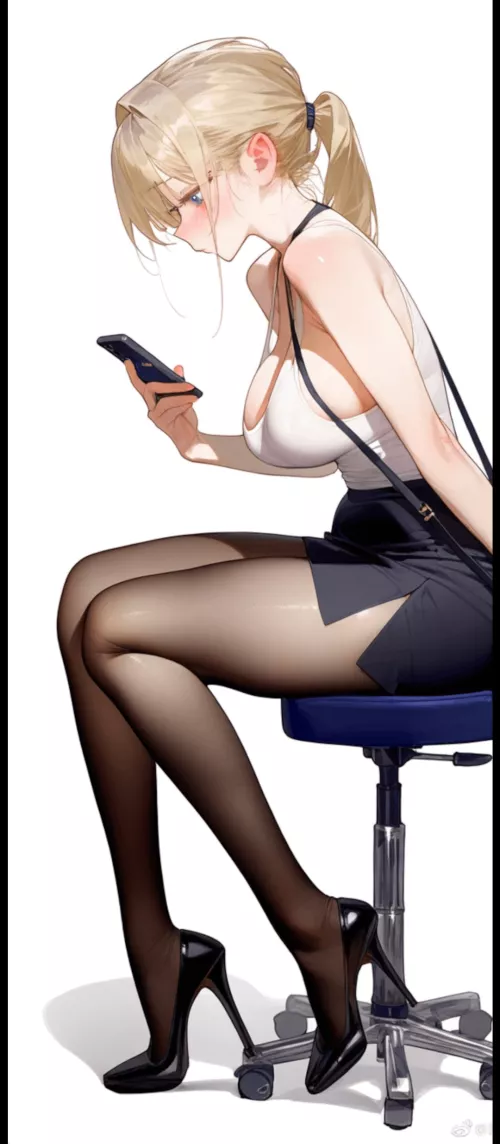 Checking her Phone  by CheetahSperm18