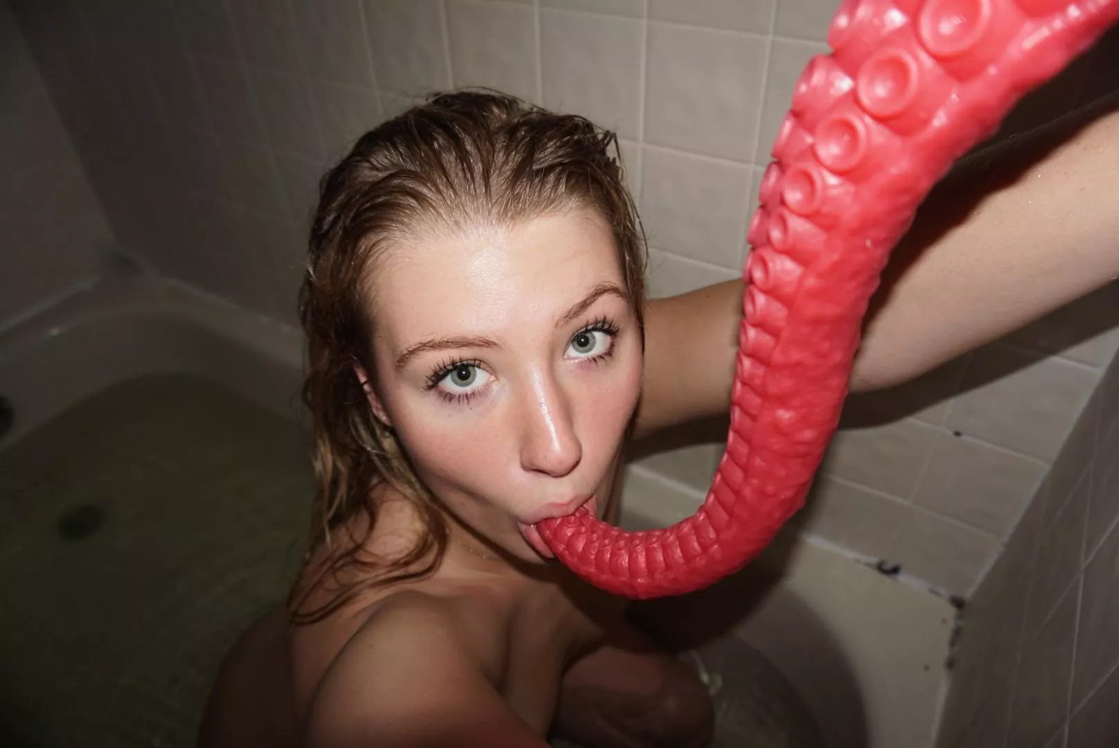 New Tentacle for Bath time!! Would you help me see how far it’ll go?🫧🛁🧼 posted by ravefairy101