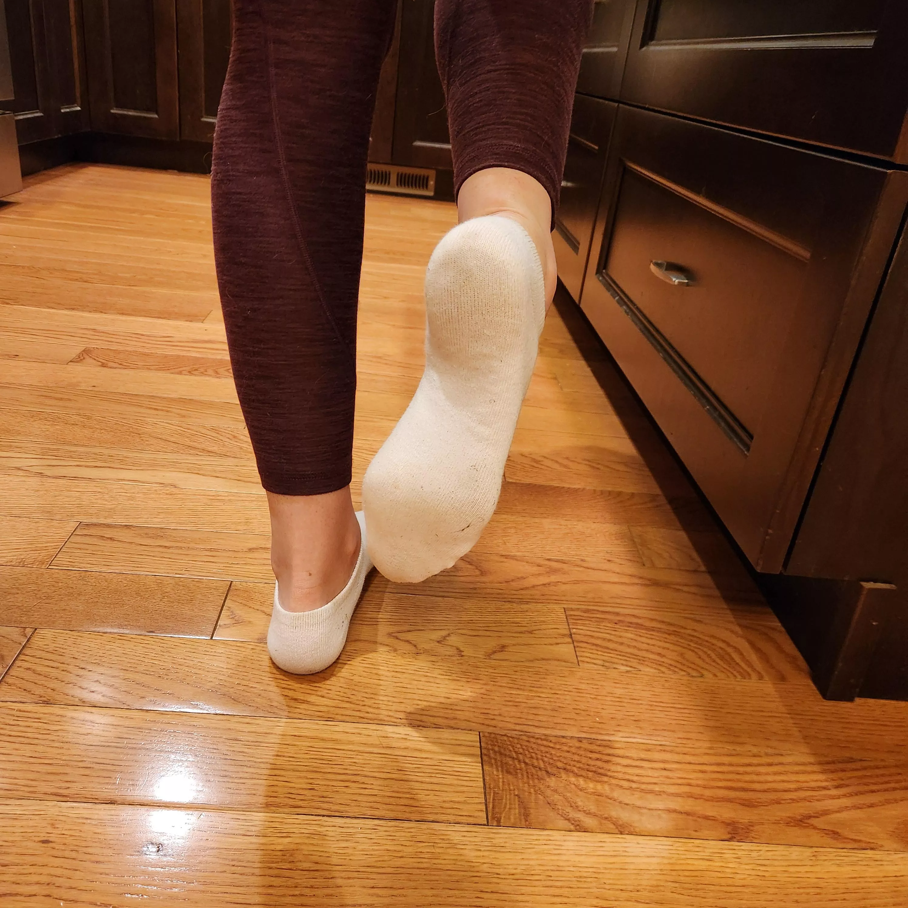 Slight brown footprints after being in shoes all day. It feels sooo good to take them off and expose these for you. posted by leggingsgirl15