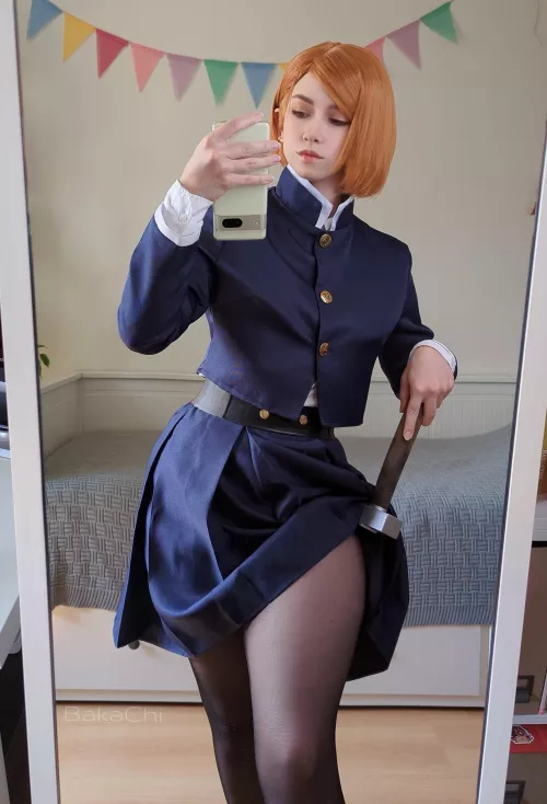 Teasing Nobara shows off her luscious legs in tights by thecatpog