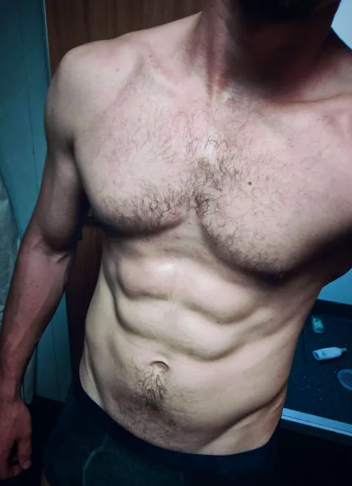 Think I can be strict enough to coax out the ten pack in three weeks? I do like snacks though, maybe I just stay like I am... by Sailor-daddyyy