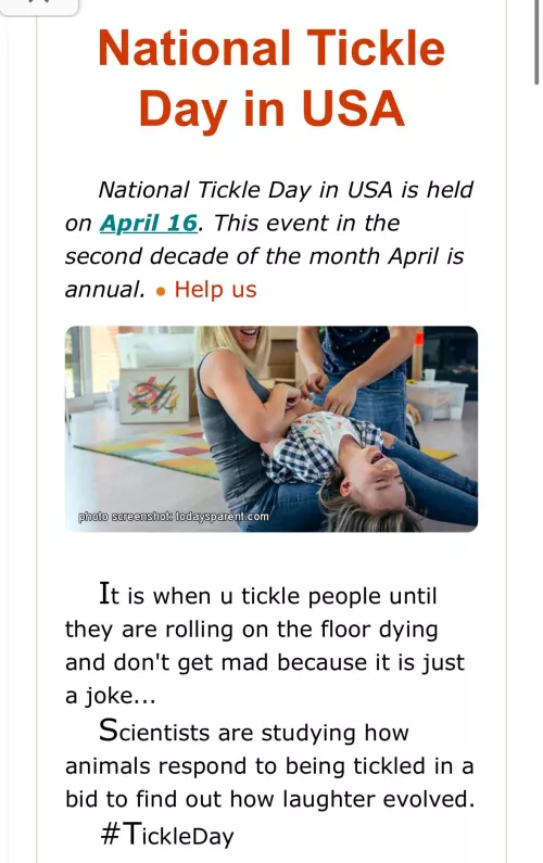 Celebrate National Tickling Day today folks ;) by throwwaway0011