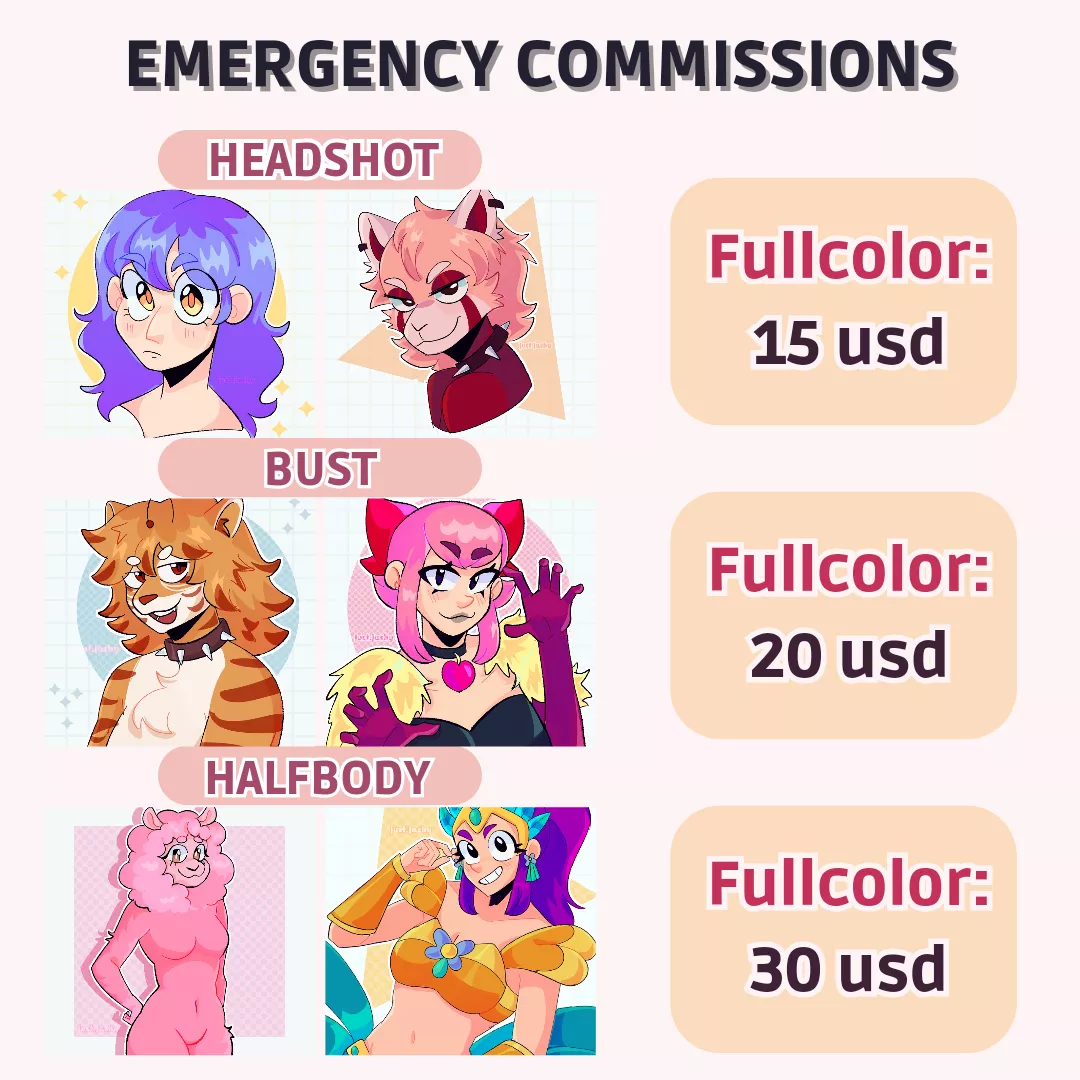 [FOR HIRE]🚨 Emergency Commissions! 🚨 posted by jashyart