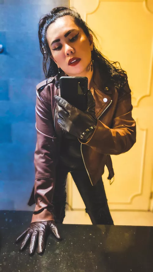 Leather Jacket and Gloves! :) by Domina_Fire