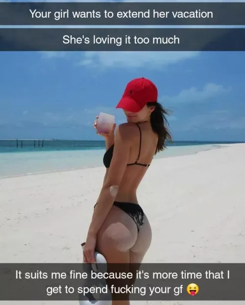More time on vacation for your girlfriend, means more fucking time for her friend by Captionsforever