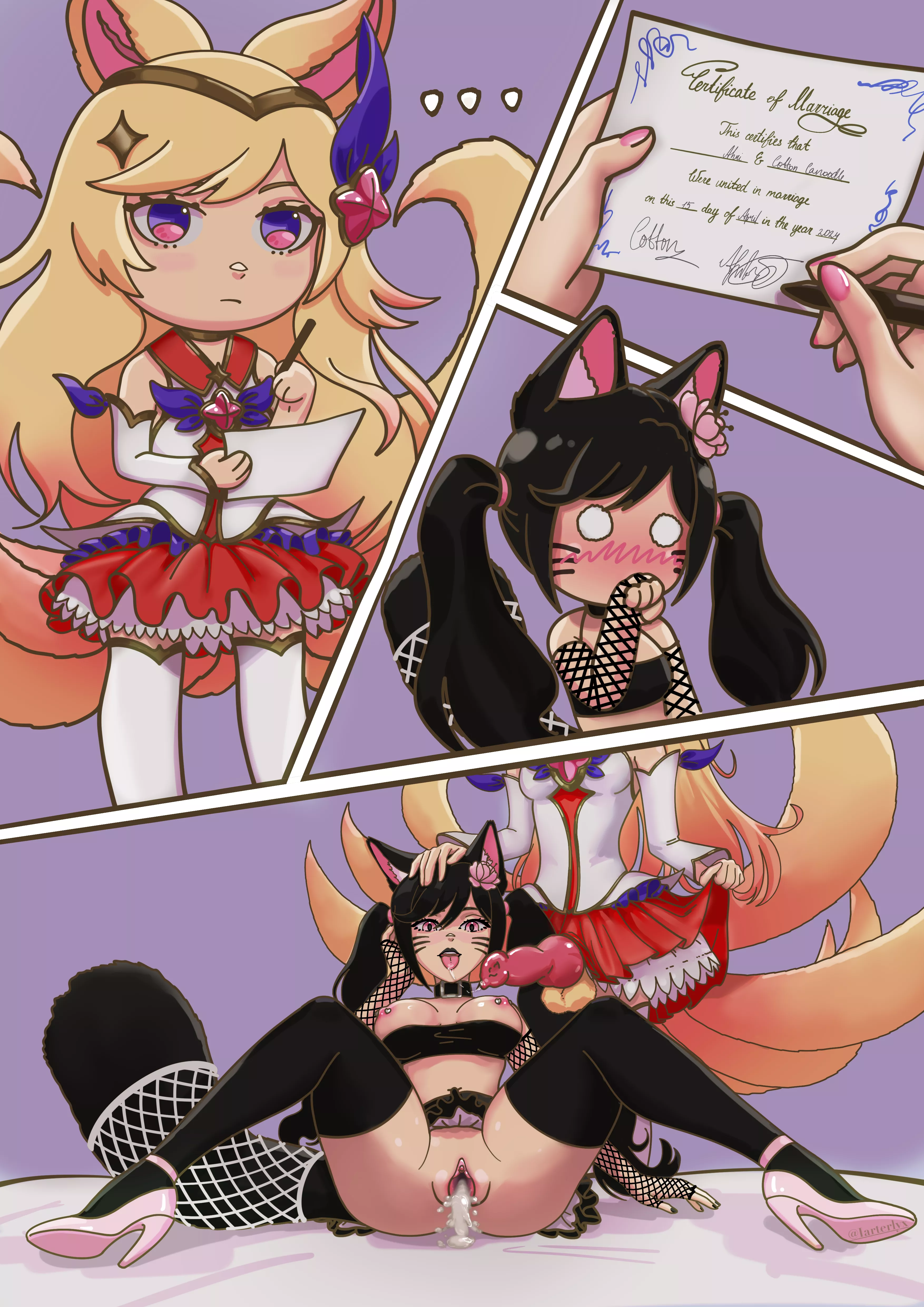 Cotton Canoodle and Star Guardian Ahri (Iarterlyx) posted by Affectionate_Bird788