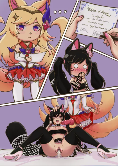 Cotton Canoodle and Star Guardian Ahri (Iarterlyx) by Short-Ad224