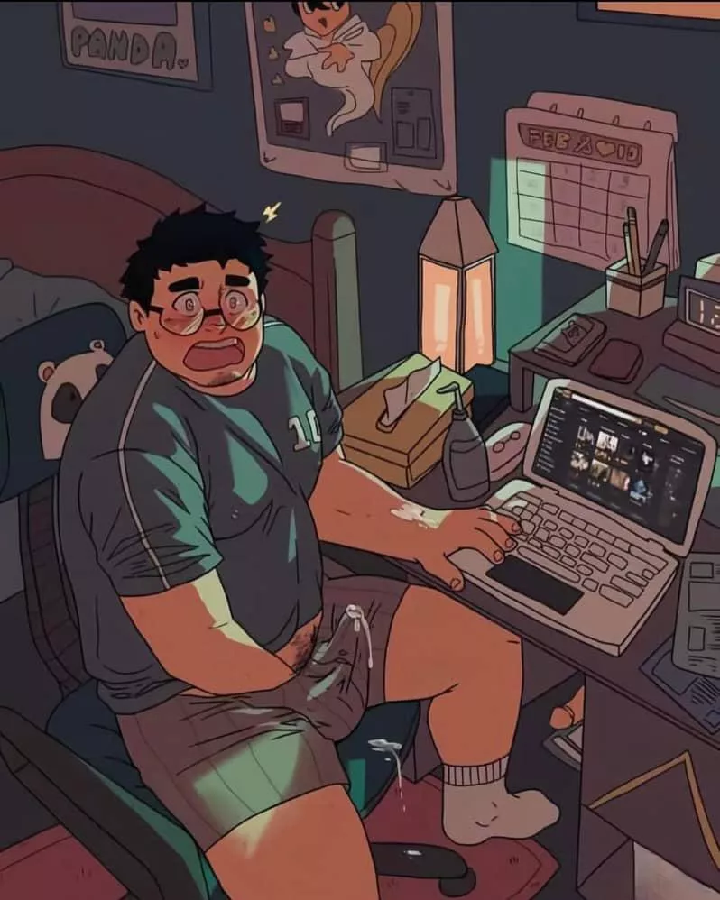 Discovered red-handed. 🥵 (unknown artist) posted by onlyg-boy