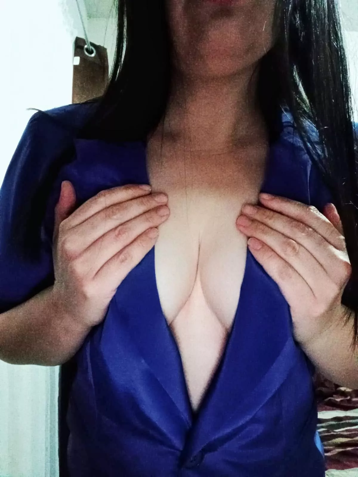 Going braless to work today - And using my blouse a bit more open than usual! posted by Seductive_Samyra