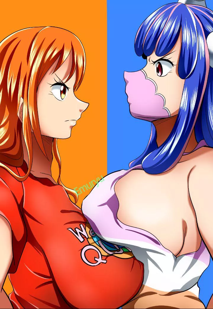 Nami and Ulti are having a Boobs Challenge.

They are asking for your opinion on which breast is better, write it in the comments posted by JMF456100