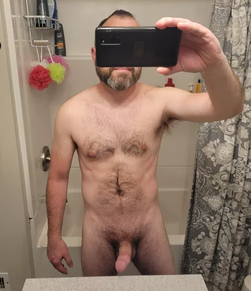 What I look like in the mornings taking a naked selfie in the mirror while hard.  by Great-Package-4685