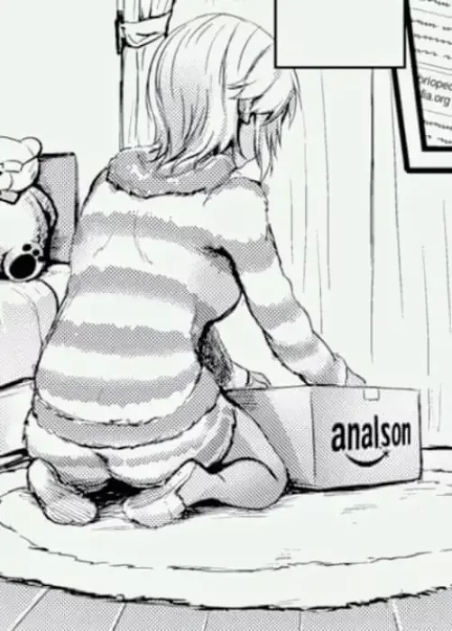 LF Mono Source, 1girl, box, parody brand, 