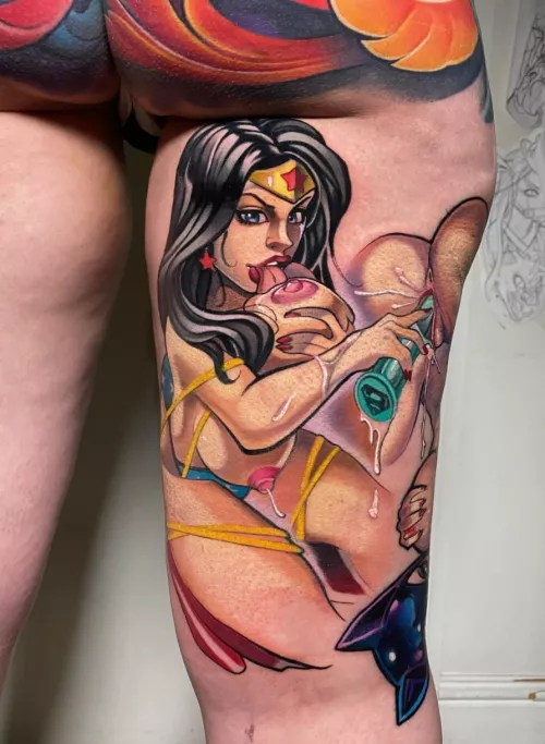 Wonder Woman with Cat Woman as Lesbians by Dani_tattooed_hottie