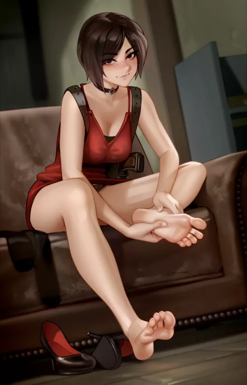 Ada Wong resting her feet (Resident Evil) [Kairunoburogu] by TwinkleSuper96