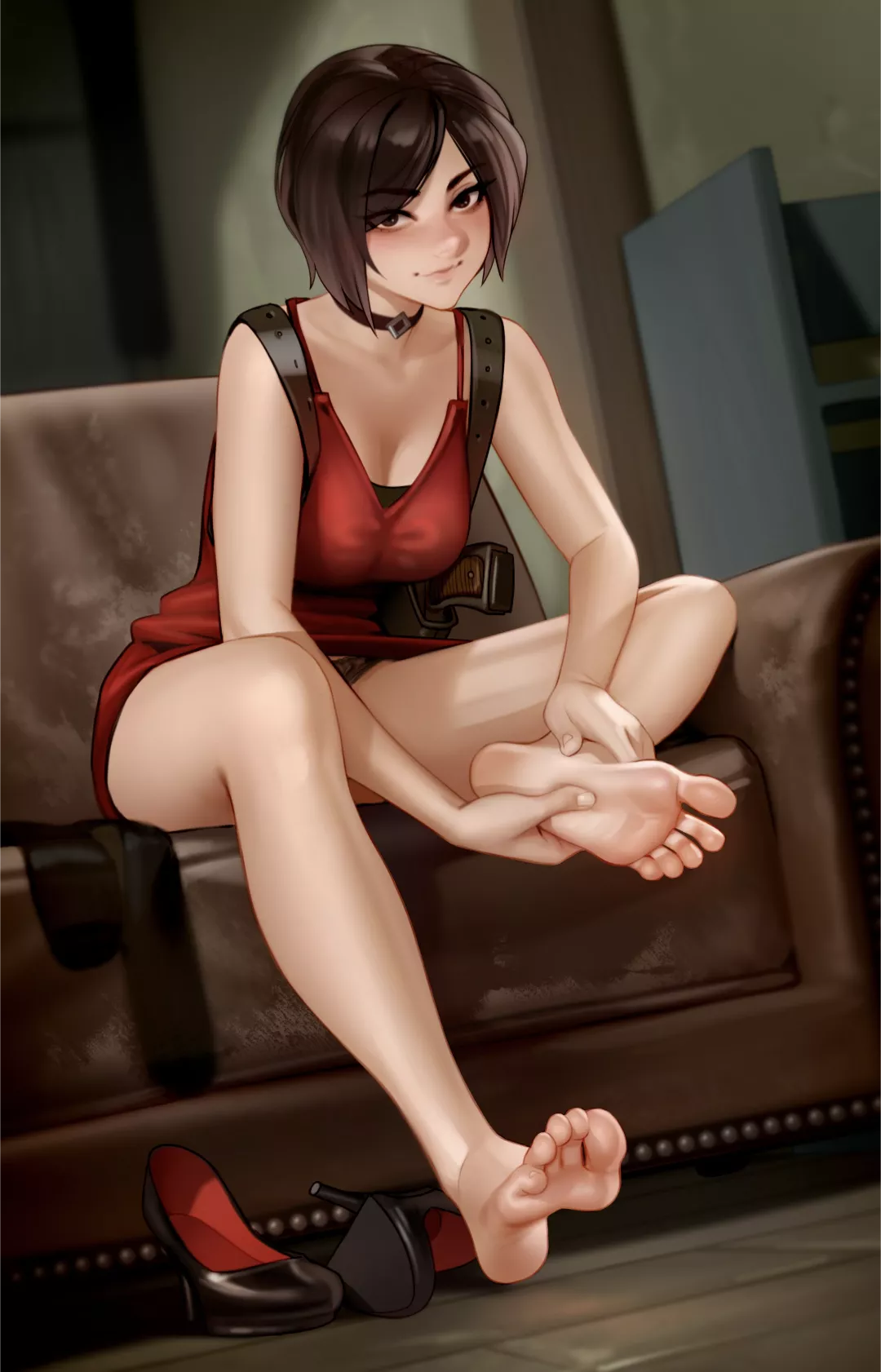 Ada Wong resting her feet (Resident Evil) [Kairunoburogu] posted by TwinkleSuper96