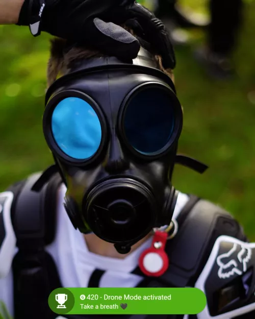 Fist time trying on a Gasmask  by PupFlink