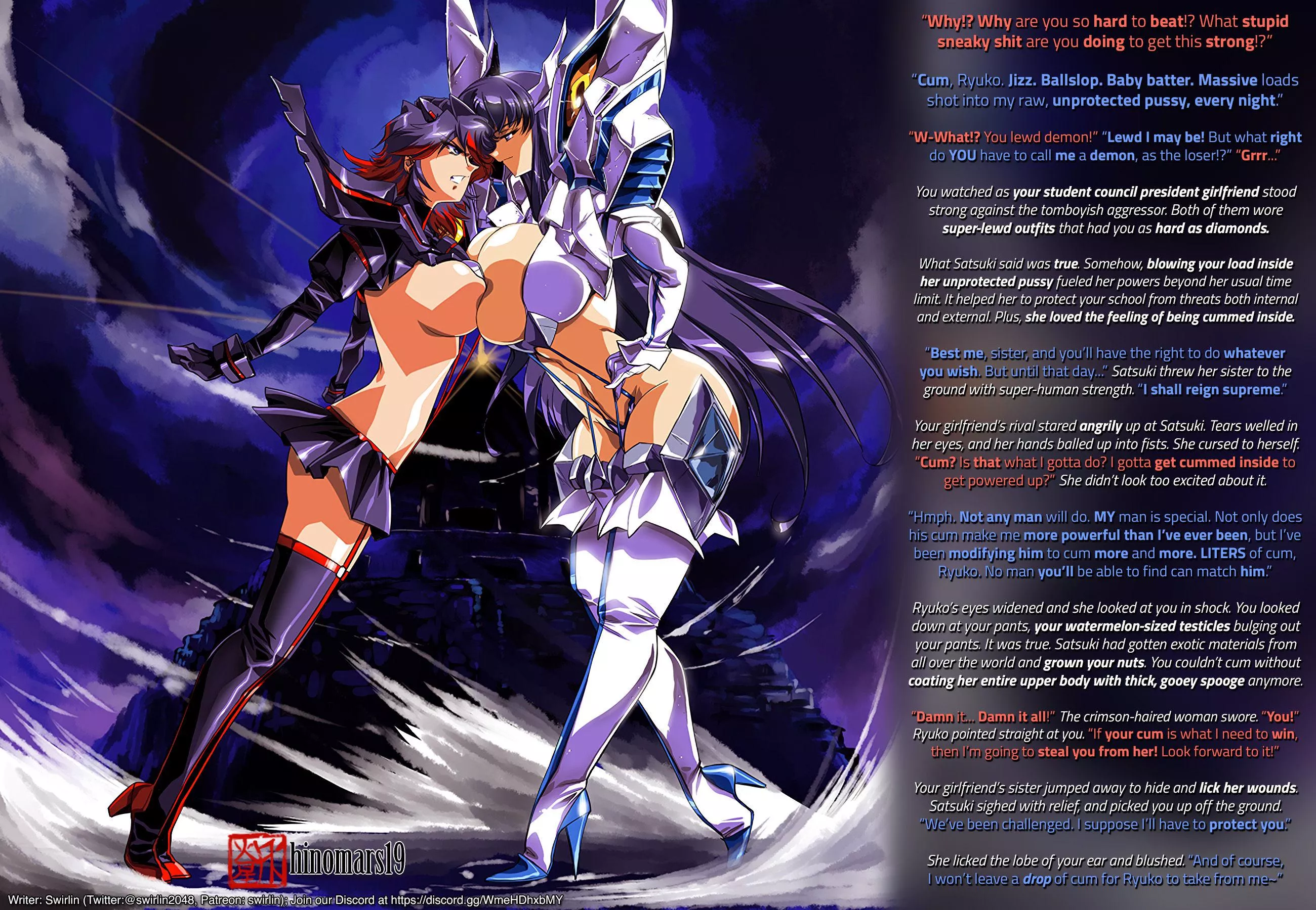 Insert Clever Fueling Pun Here [Kill la Kill] [Exhibitionism] [Romance] [Jealousy] [Power Levels] [Male POV] [Hetero] posted by swirlin2048