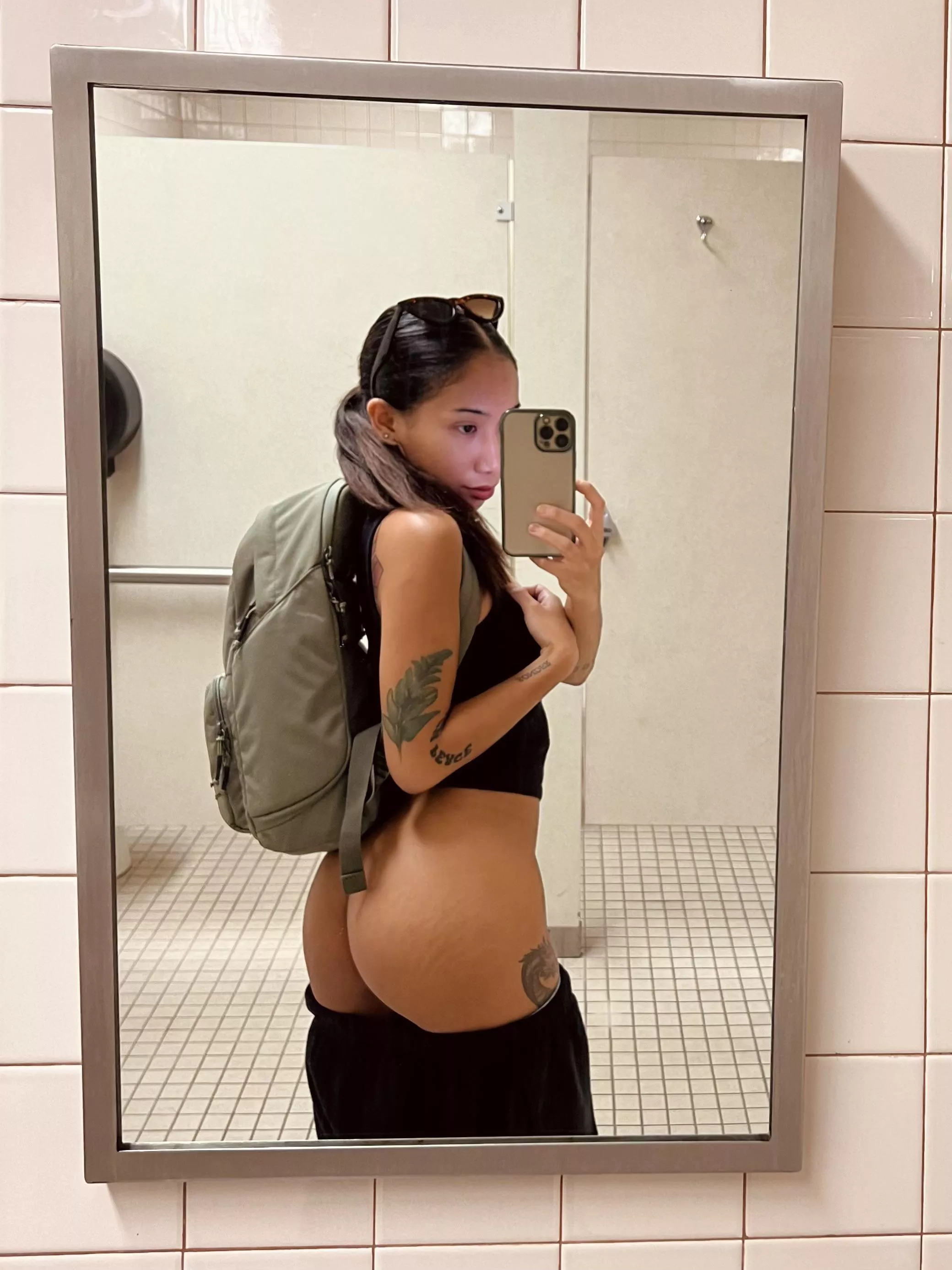 what do you call a woman who sneaks out to the bathroom in the middle of class just to take booty pics? posted by yourbabyluvvv