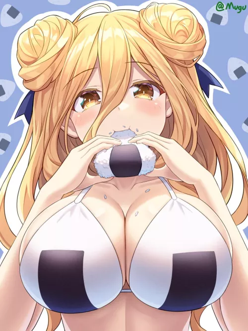 Eating a big onigiri by marxsander2016