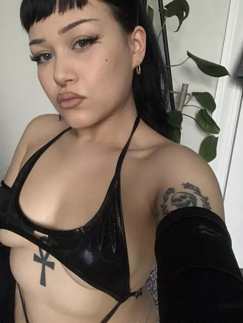 Leather and underboob  by Fetish-foot-job