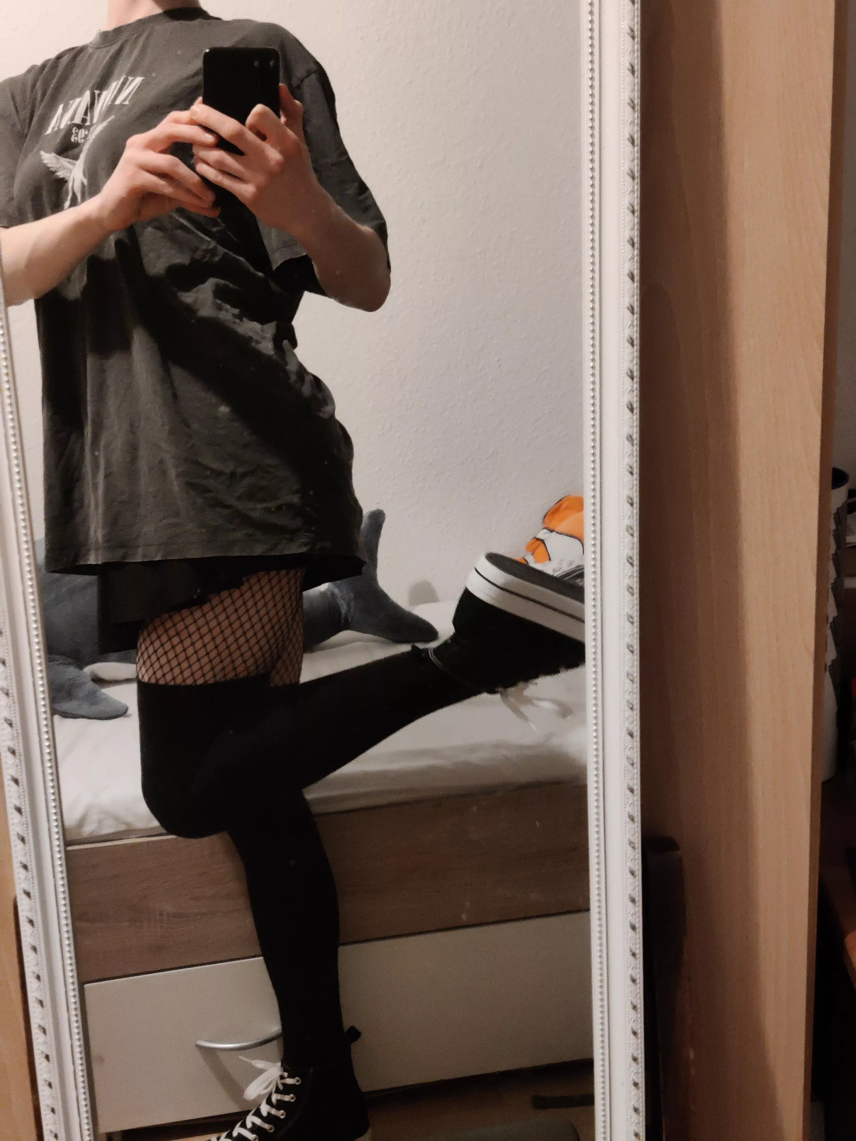 new skirt, new shoes, new fishnets! <333 posted by cookienamedrose