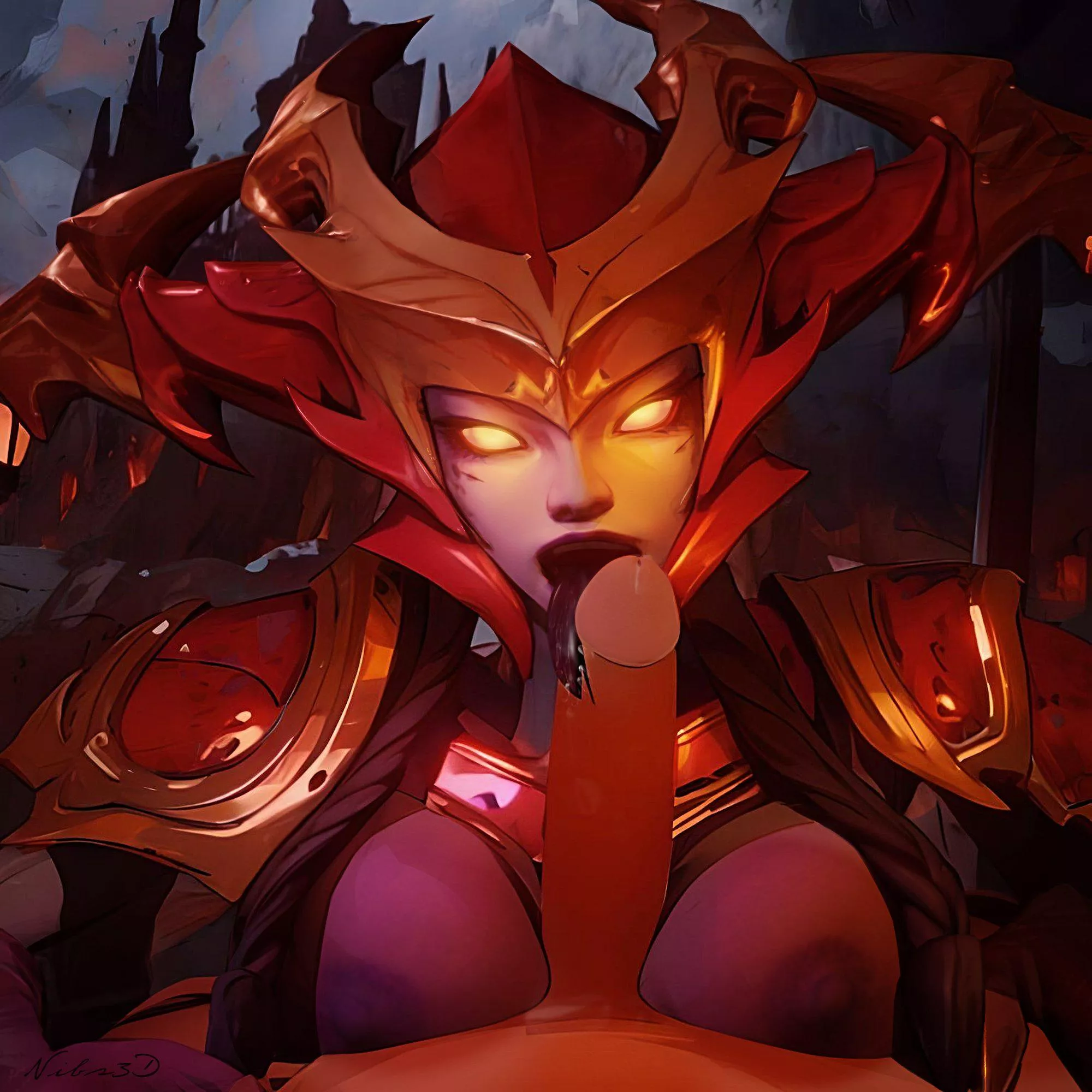 Shyvana tittyfuck. (Nibs3D) posted by Short-Ad224